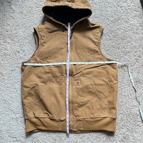 Carhartt Sandstone Brown Hooded Quilted Active Workwear Vest Sizer XL